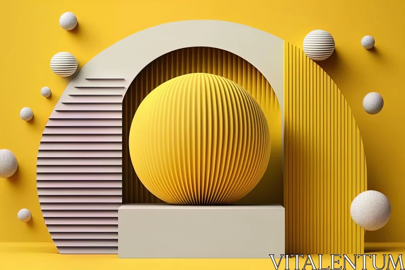 Yellow Sphere on Yellow Background - Illusionary Architectural Elements AI Image