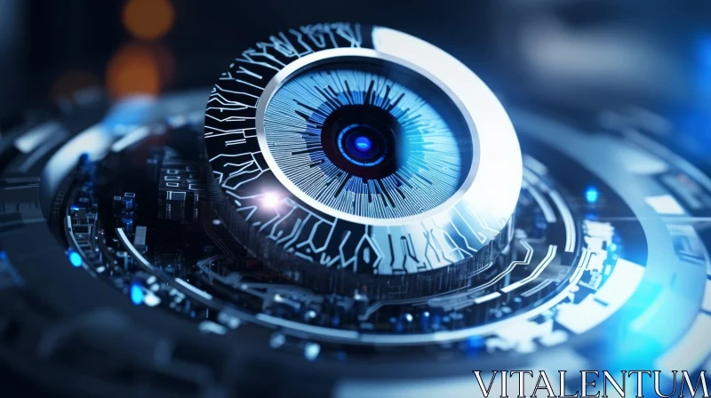 Blue and Black Eyeball 3D Rendering AI Image