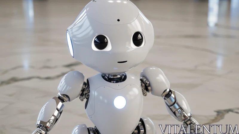 Captivating White Robot on Marble Floor AI Image