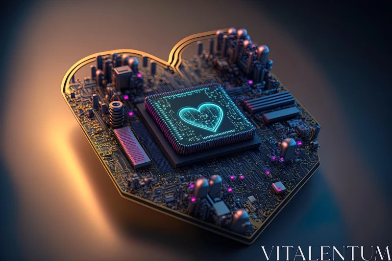 Computer Boards with Electronic Heart Concept Design | Hyper-Realistic Art AI Image