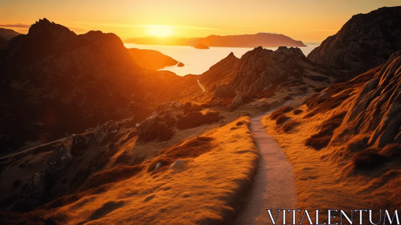 Majestic Mountain Pathway: A Breathtaking Natural Beauty AI Image