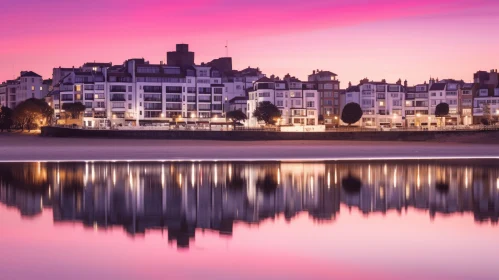 Pink Buildings in the Sky Reflecting in the Water | Seaside Scenes
