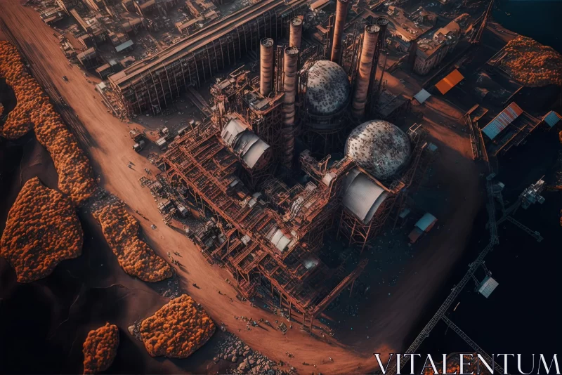 A Captivating Aerial View of an Abandoned Nuclear Power Plant AI Image