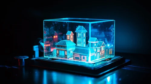 Enchanting 3D Diorama: Magical Glass Townscape