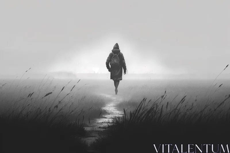 Enigmatic Foggy Path: A Post-Apocalyptic Concept Art AI Image