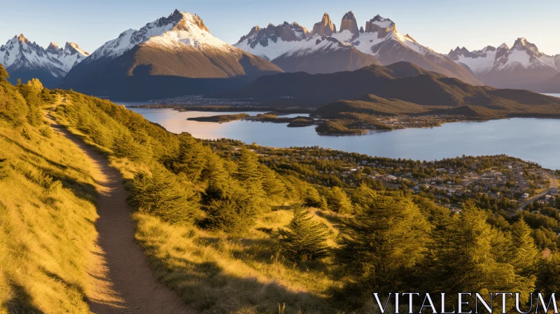 Panoramic Sunset: Captivating Mountains in Documentary Travel Photography AI Image