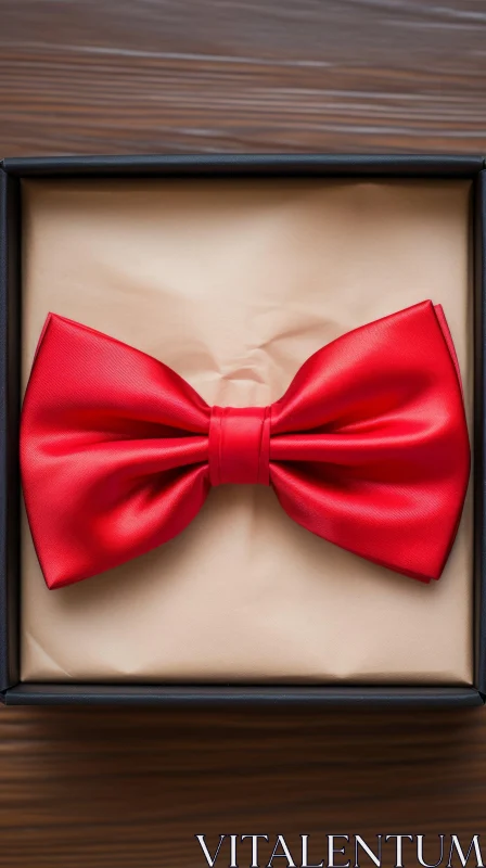 Red Bow Tie in Brown Cardboard Box - Fashion Image AI Image