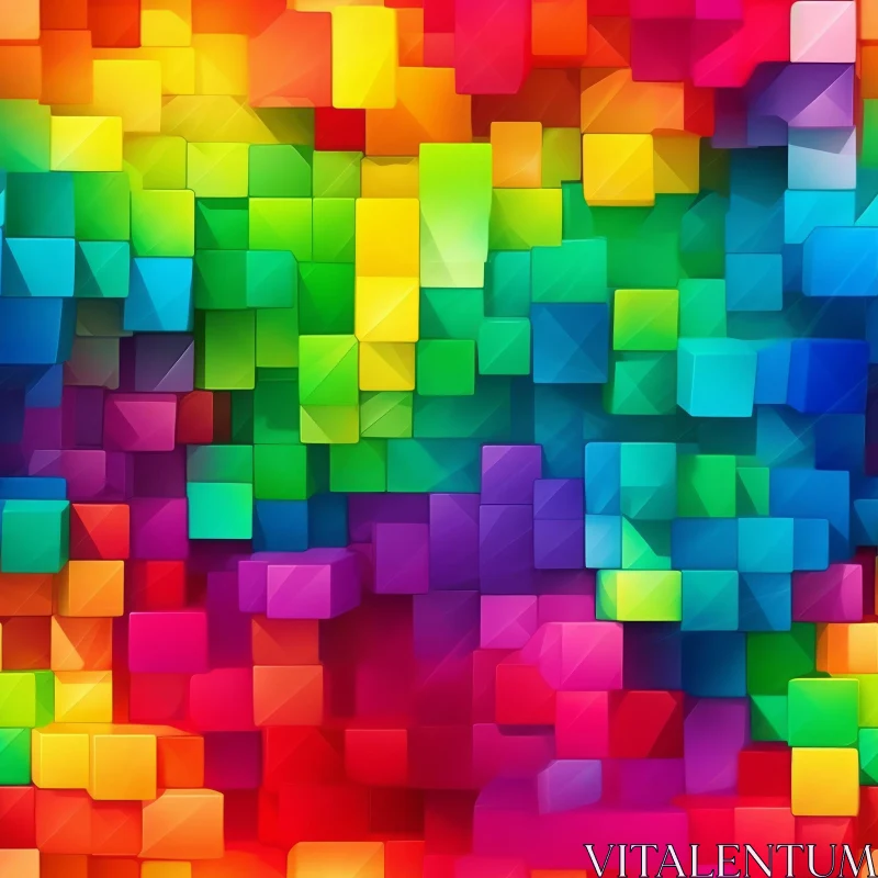 Colorful 3D Beveled Cubes Pattern for Design Projects AI Image