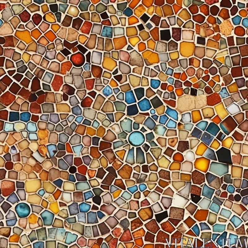 Colorful Mosaic Floor: Vibrant Texture Background AI Image
