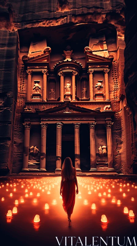 AI ART Enigmatic Beauty: Glowing Lights and Surreal Figuration in Petra, Jordan