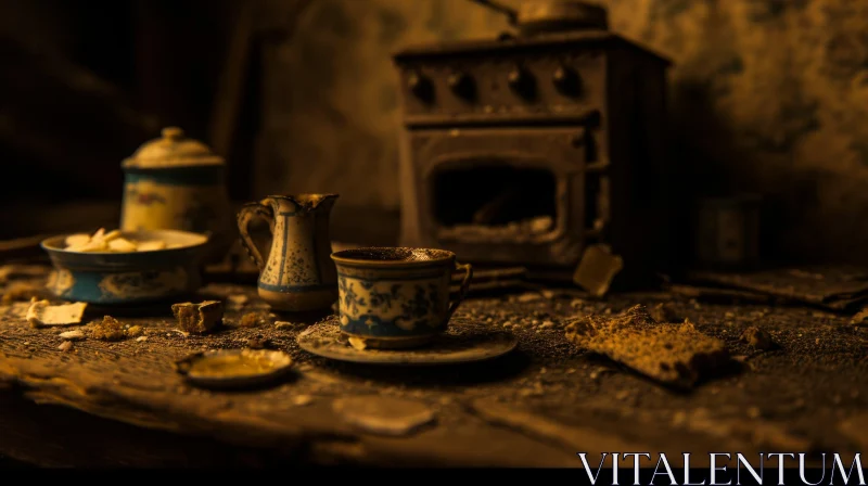 Forgotten Corner of an Old Kitchen - A Captivating Still Life AI Image