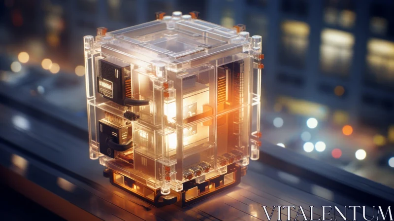 Glowing Orange Cube 3D Render AI Image