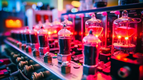 Luminous Vacuum Tube Close-Up | Electrical Signals Amplifier