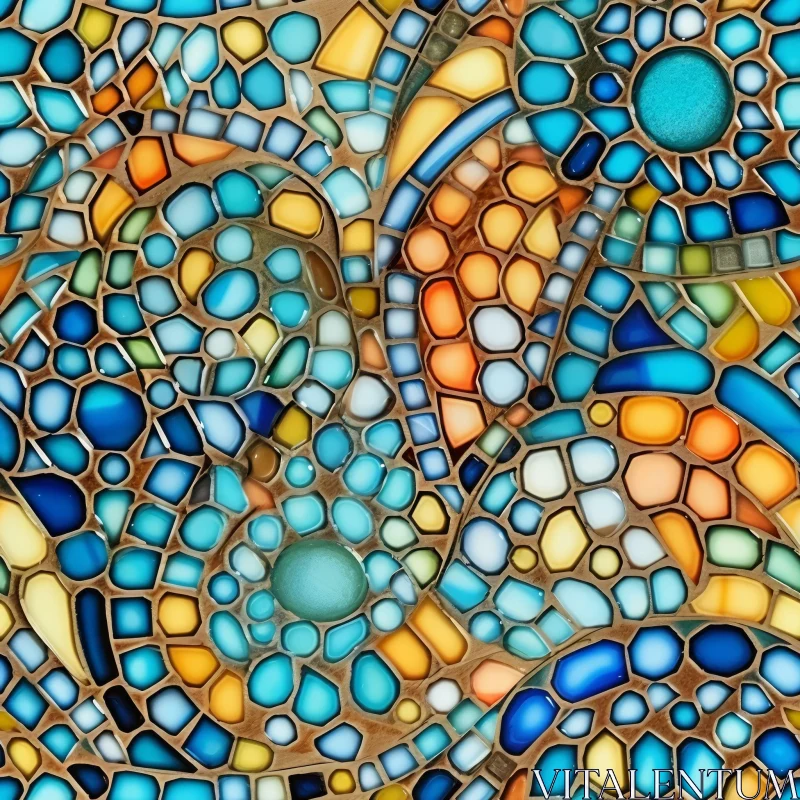 Mosaic Tiles in Blue, Green, and More AI Image