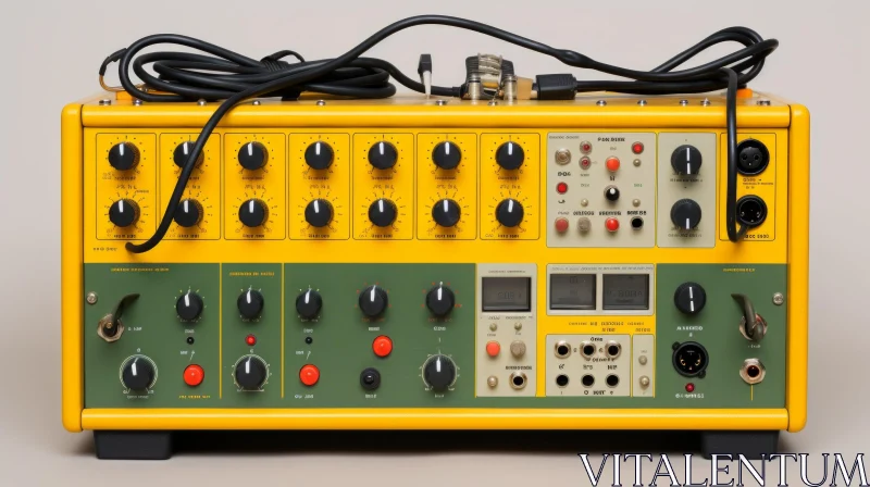 Vintage Yellow Green Electronic Music Synthesizer AI Image