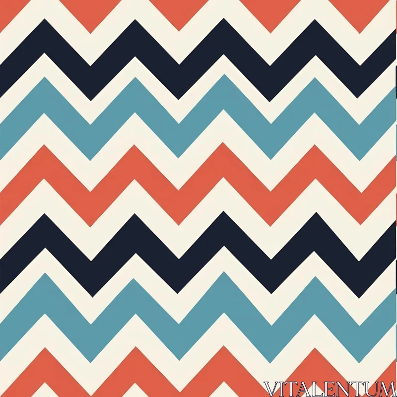 AI ART Chevron Zigzag Pattern in Red, Blue, and White