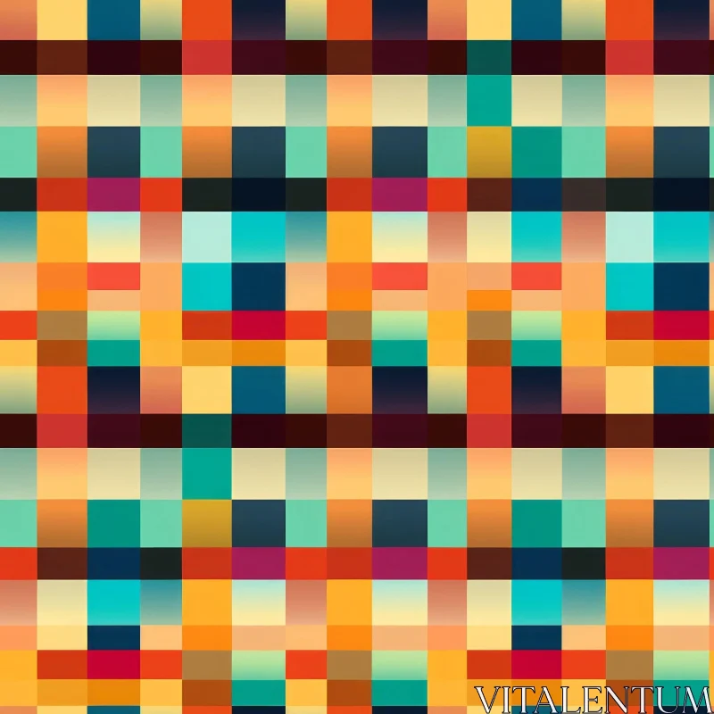 Colorful Pixel Pattern: Retro Gradient Grid Design AI Image