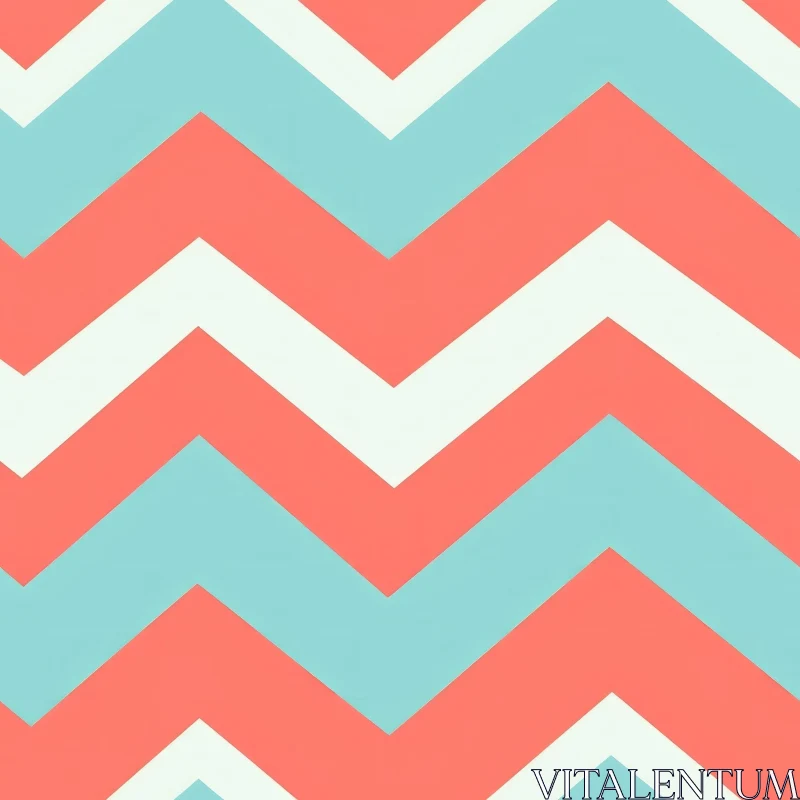 Coral and Blue Chevron Pattern AI Image