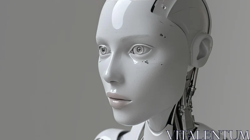 Enigmatic 3D Rendering of a Female Robot Head AI Image