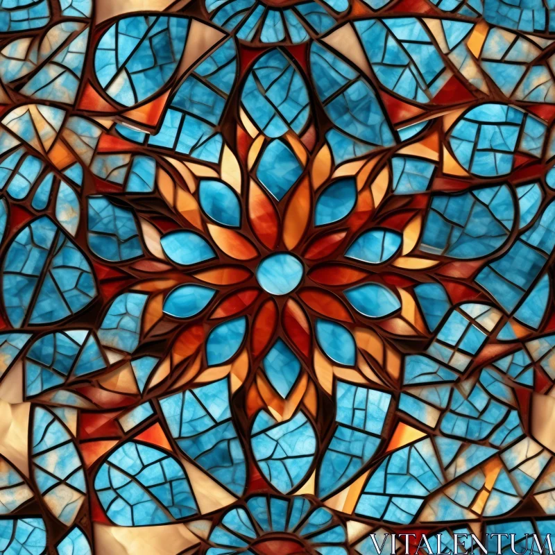 Seamless Floral Geometric Stained Glass Mosaic Pattern AI Image