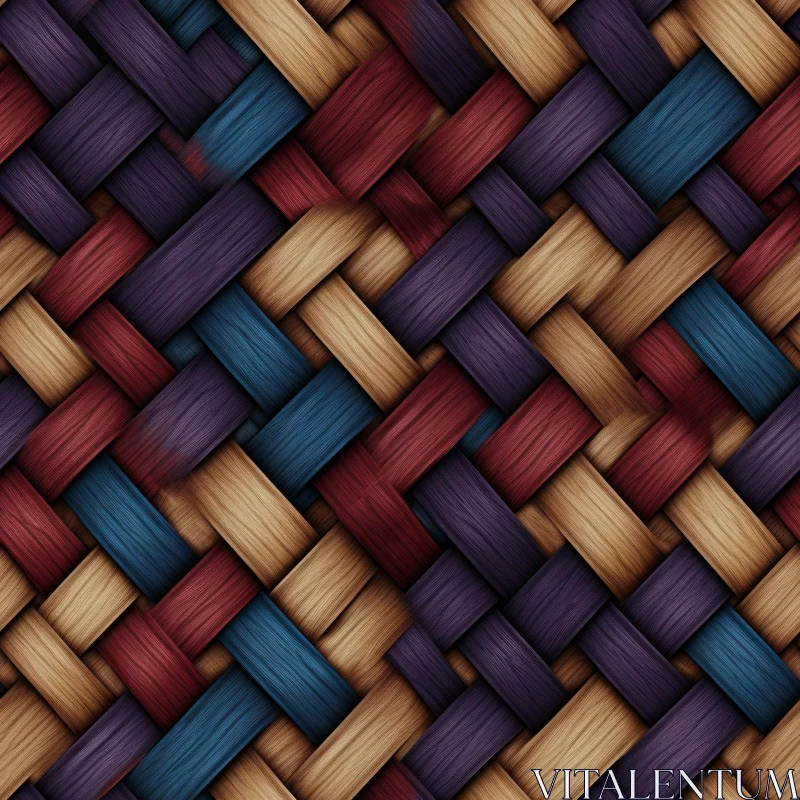 Basket Weave Pattern with Blue, Red, Brown, and Purple Strands AI Image