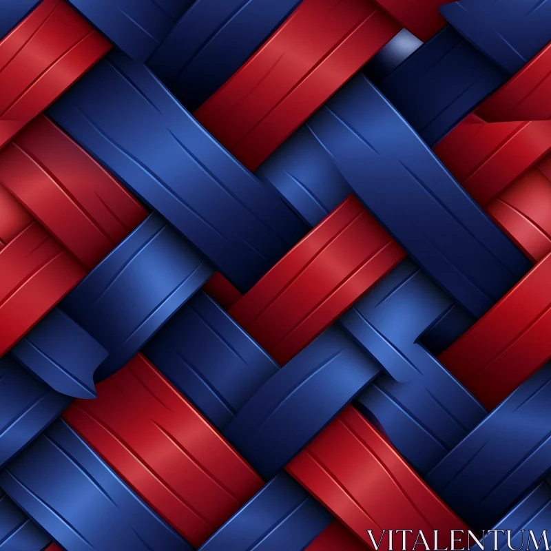 Elegant Blue and Red Ribbon Pattern - Seamless Design AI Image
