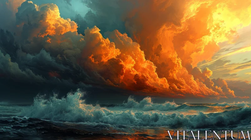 Stormy Sea Painting | Capturing the Power and Beauty of the Sea AI Image