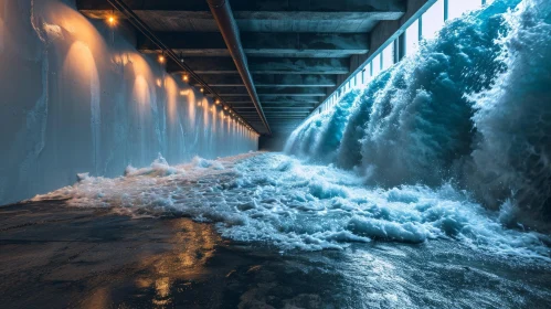 Captivating Underground Tunnel Water Rushing Scene