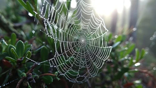 Close-Up Spider Web Covered in Morning Dew | Nature Photography