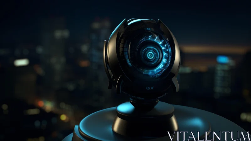 Futuristic Security Camera 3D Rendering - Night City Background AI Image