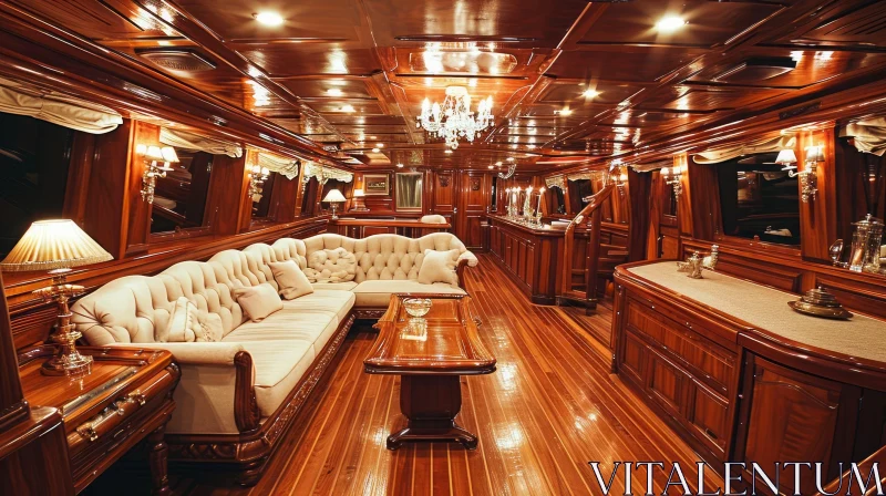 Luxurious Yacht Cabin with Classic Interior AI Image