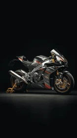 Silver and Orange Motorcycle on Black Background | Dynamic Energy