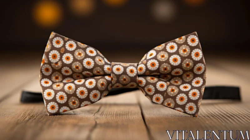 Brown Floral Bow Tie Close-Up Fashion Image AI Image