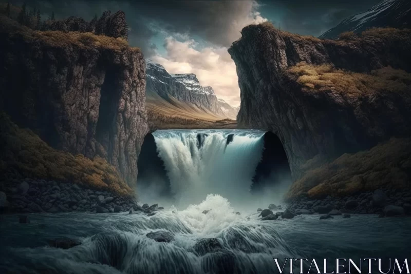 AI ART Captivating River Waterfall: Surrealistic Fantasy Landscape