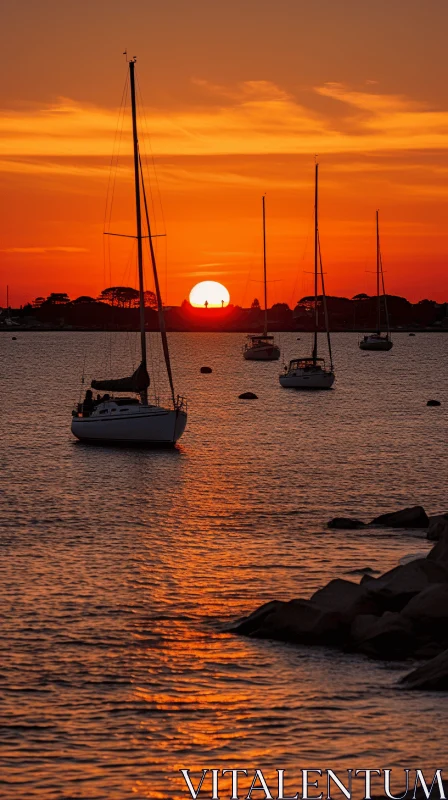 Captivating Sunset Over Calm Waters | Breathtaking Harbor Views AI Image