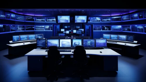 Futuristic Control Room with Monitors | High-Tech Interior