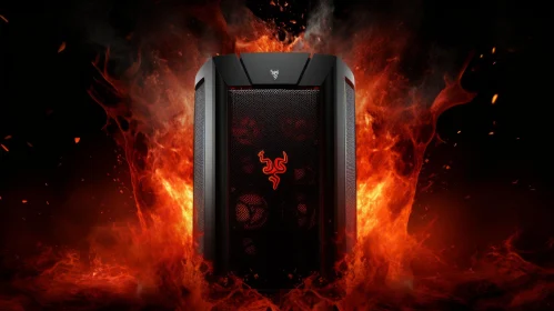 Futuristic Gaming PC Case with Red LED Lights