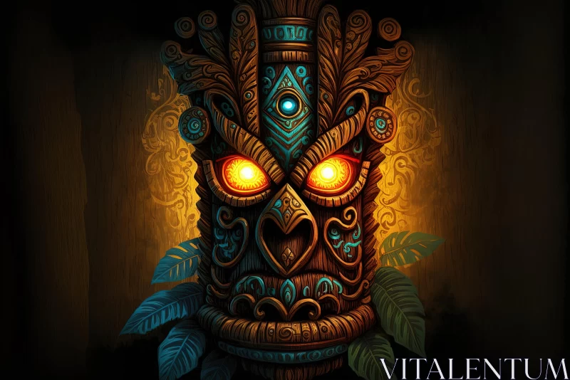 Intriguing Tiki Mask Artwork - Captivating 2D Game Art Style AI Image