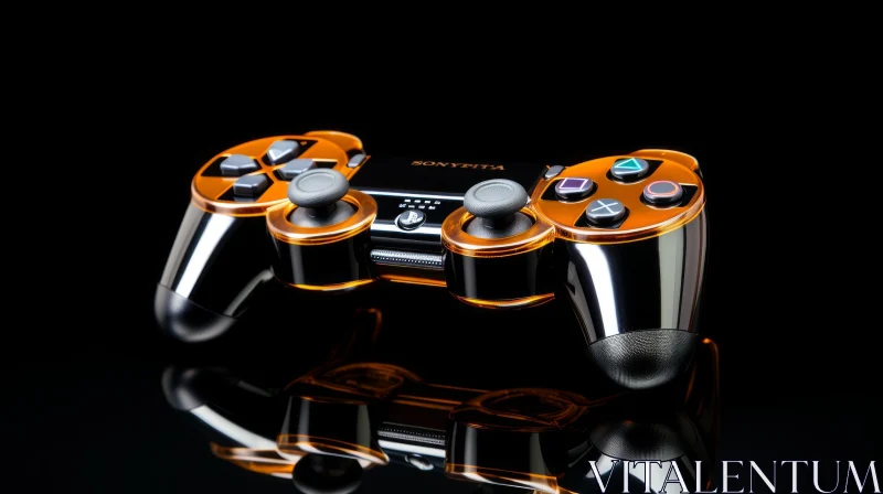 PlayStation 4 Black and Orange Video Game Controller AI Image