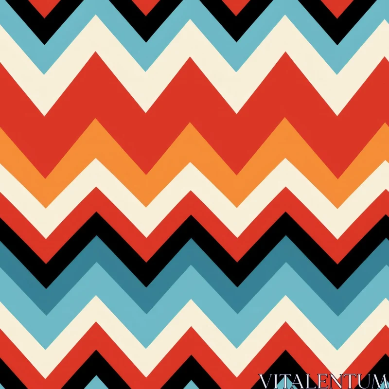 Retro 70s Zig Zag Pattern in Bright Colors AI Image