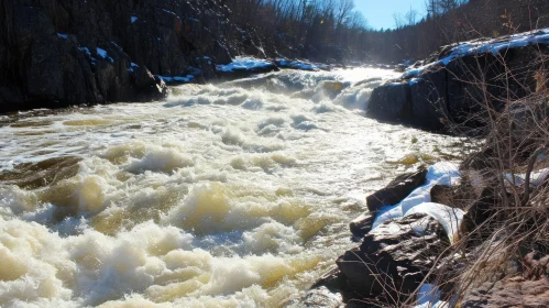 River Rapids in a Rocky Gorge: A Stunning Natural Landscape