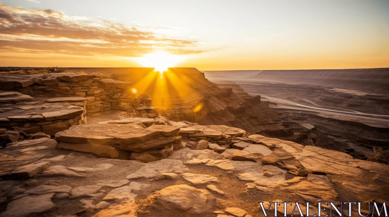 Sunset over Canyon Rock Formation at National Park | Nature Photography AI Image