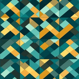 Teal Blue Yellow Geometric Pattern