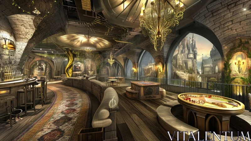 Fantasy Tavern in Medieval Castle | 3D Rendering AI Image