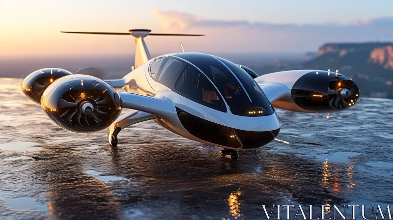 Futuristic Flying Car - White and Silver Aerodynamic Design AI Image