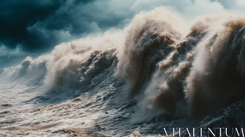 Majestic Wave Crashing on the Shore | Nature Photography AI Image
