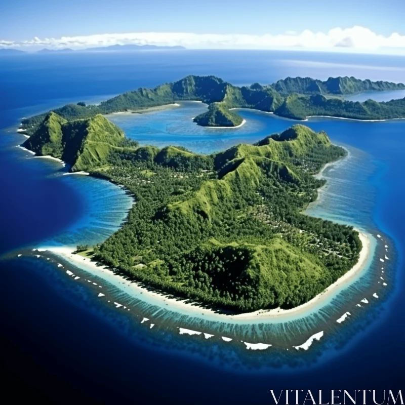 Beautiful Island in the Ocean - Spectacular Backdrops and Fine Lines AI Image