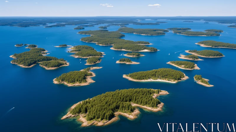Captivating Aerial View of Islands in Serene Waters AI Image