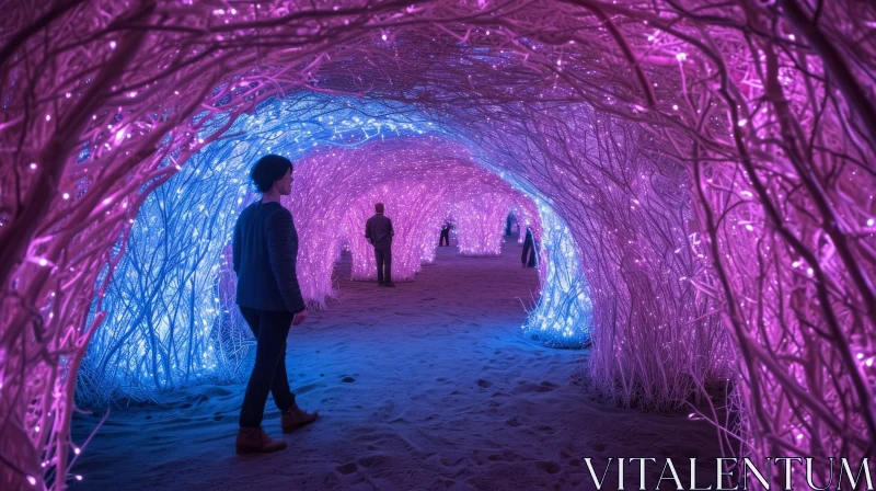 Enchanting LED Light Tunnel - A Mysterious Escape AI Image