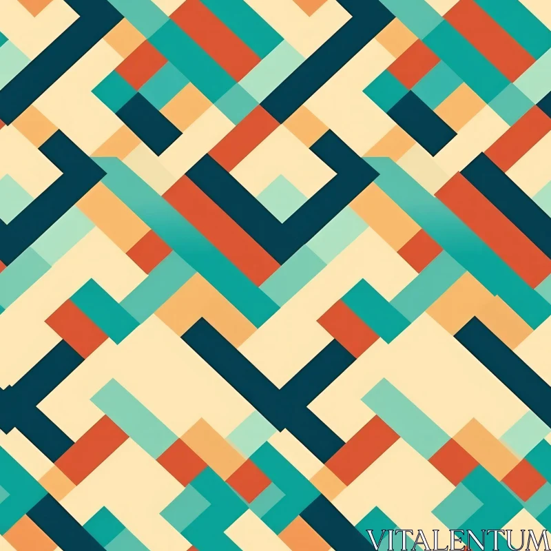 Interlocking Rectangles Geometric Pattern in Blue and Green AI Image